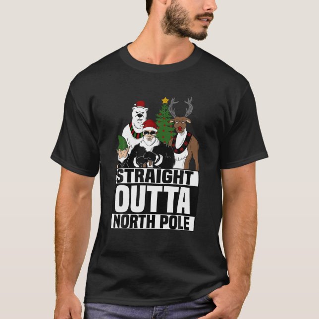 Camiseta Straight Outta North Pole Christmas Funny Pajama G (Anverso)