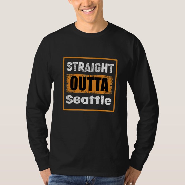 Camiseta Straight Outta Seattle Washington USA Retro Distre (Anverso)