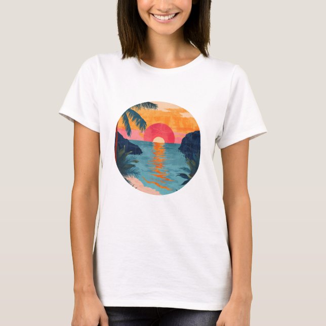 Camiseta Strand Maritim Mond Wellen Meer Ozean T-Shirt (Anverso)
