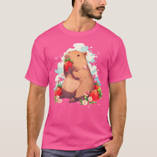 Camiseta Strawberry Capybara Watercolor Cute paja Capybara