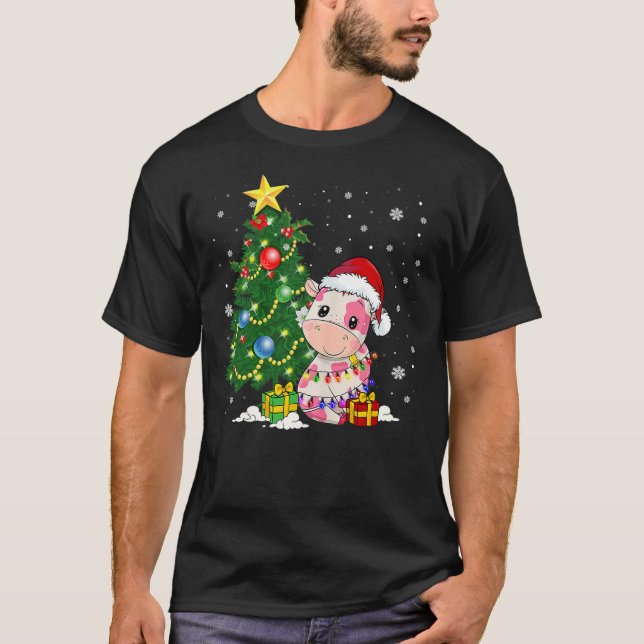Camiseta Strawberry Christmas Cow Reindeer Hat Santa Christ (Anverso)