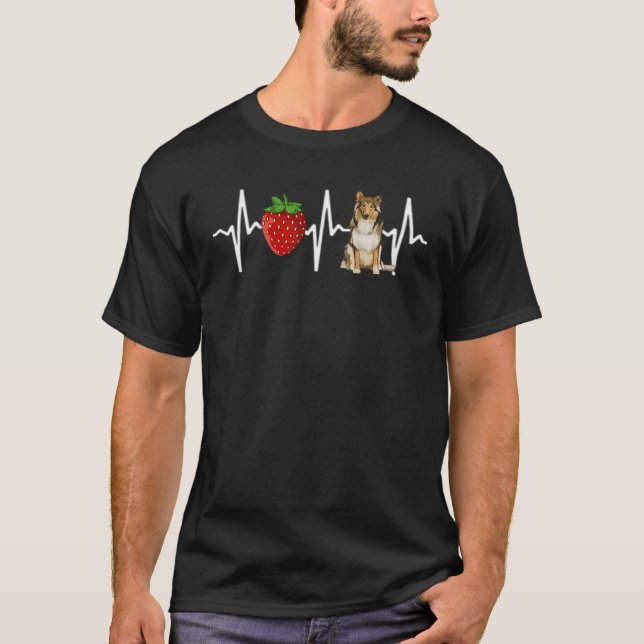 Camiseta Strawberry Collie Heartbeat Dog (Anverso)