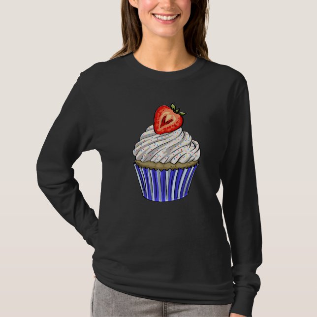 Camiseta Strawberry Cup Cakes Plain  Women Baking Muffins L (Anverso)