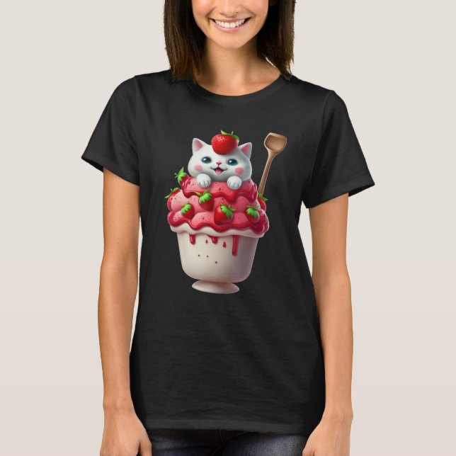 Camiseta Strawberry Ice Cream Sundae Kitten Gelato Berry Ca (Anverso)
