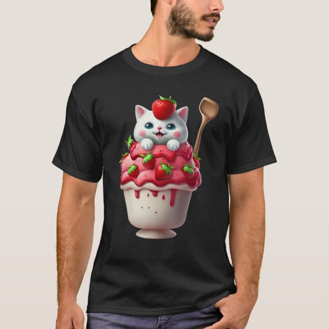 Camiseta Strawberry Ice Cream Sundae Kitten Gelato Berry Ca (Anverso)