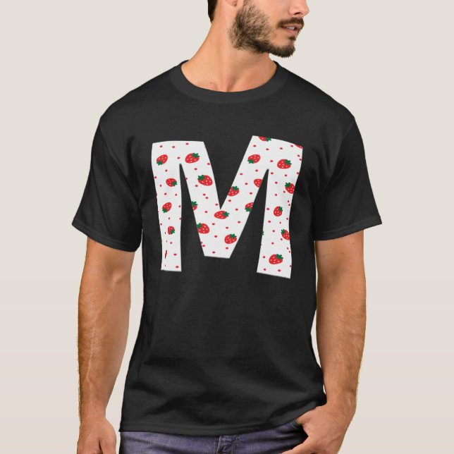 Camiseta Strawberry Initial Monogram Letter M Girl (Anverso)