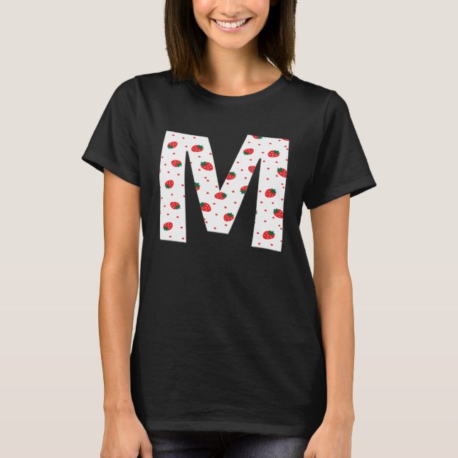 Camiseta Strawberry Initial Monogram Letter M Girl (Anverso)