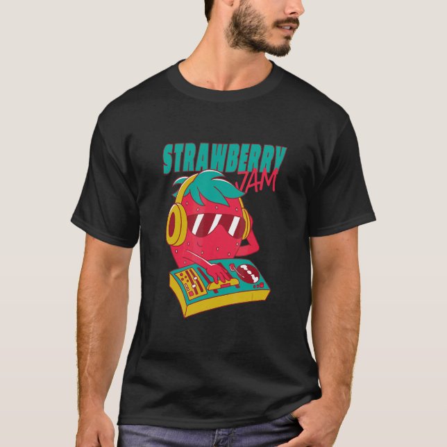 Camiseta Strawberry Jam Pun Music Dj (Anverso)