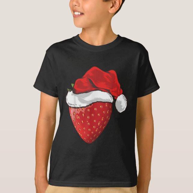 Camiseta Strawberry Lover Gift Santa Hat Strawberry Christm (Anverso)