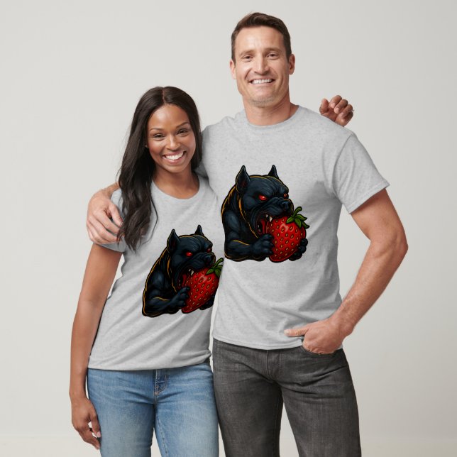 Camiseta Strawberry Snarl – Glow Bulldog Couple T-Shirt (Unisexo)