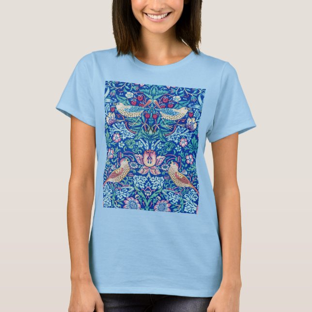 Camiseta Strawberry Thief Blue, William Morris (Anverso)