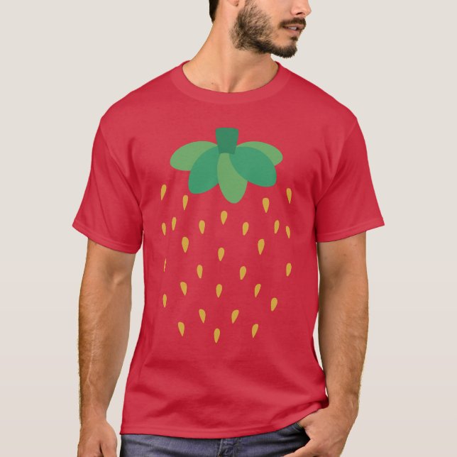 Camiseta strawberry with a red background (Anverso)
