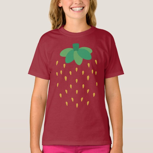 Camiseta strawberry with a red background (Anverso)