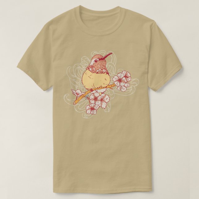 Camiseta Streak Headed White Eye Bird Japanese Cherry Bloss (Diseño del anverso)