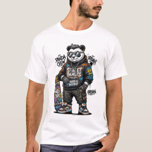 Camiseta Street Beasts Panda Skater Urbano Sudadera con Cap
