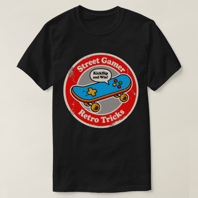 Camiseta Street Gamer Retro Tricks Skateboard Fun (Diseño del anverso)