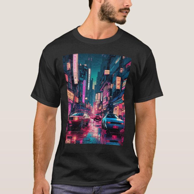 Camiseta Streets of Tokyo Japan Night Scene With Lights - V (Anverso)