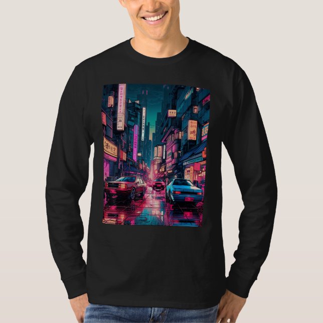 Camiseta Streets of Tokyo Japan Night Scene With Lights - V (Anverso)