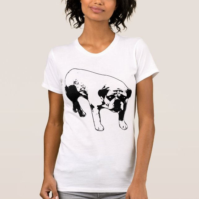 Camiseta Striking Bulldog Portrait Black and White Graphic  (Anverso)