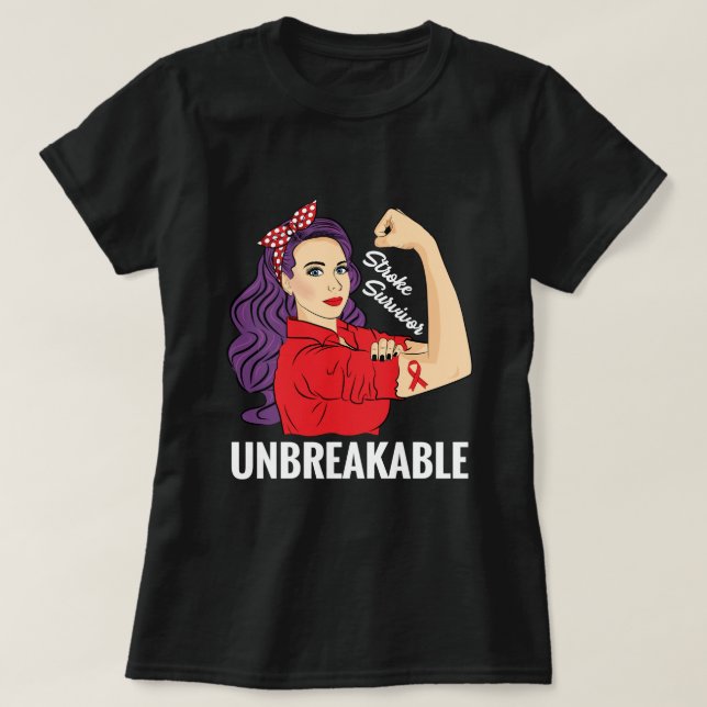 Camiseta Stroke Survivor Awareness Warrior Unbreakable.png (Diseño del anverso)