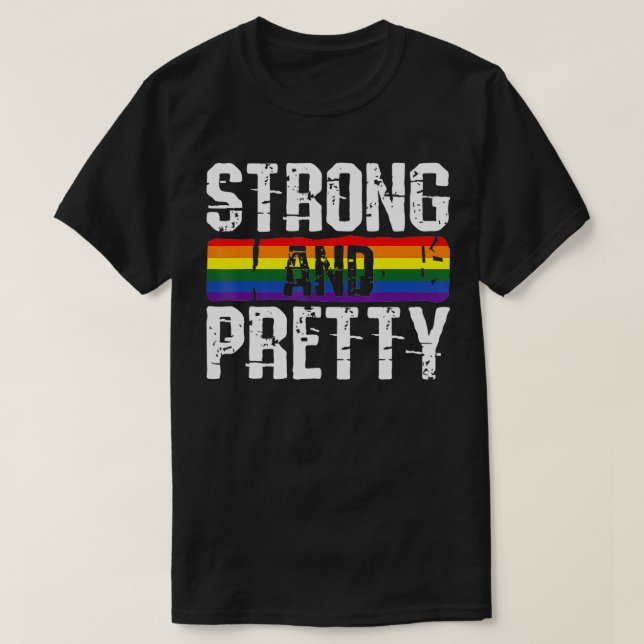 Camiseta Strong And Pretty Gay Pride Gym Lifting Workout LG (Diseño del anverso)