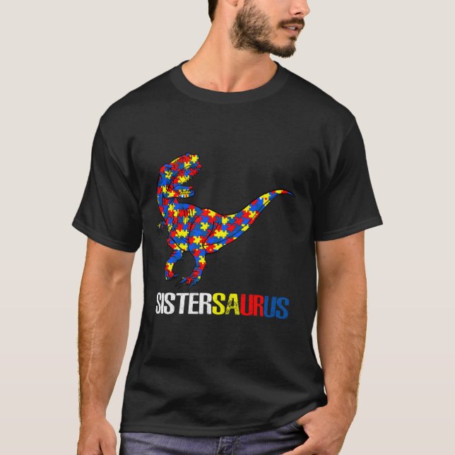 Camiseta Strong Dinosaur Sister Saurus Autism Awareness (Anverso)