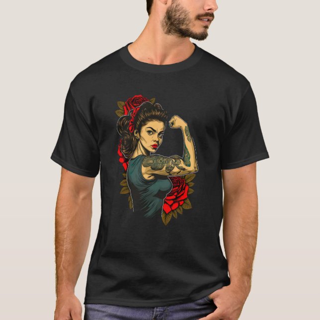 Camiseta Strong Wife Mother Roses Never Give Up (Anverso)