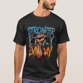 Camiseta Stronger Every Day–Motivational Gym Tshirt