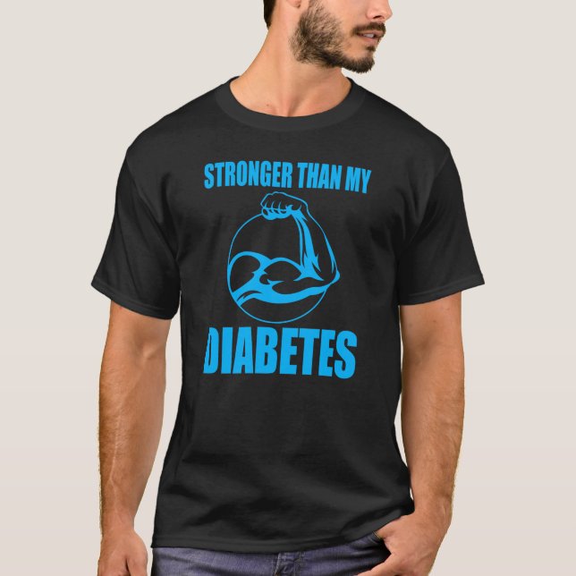Camiseta Stronger Than My Diabetes – Motivational Design. (Anverso)
