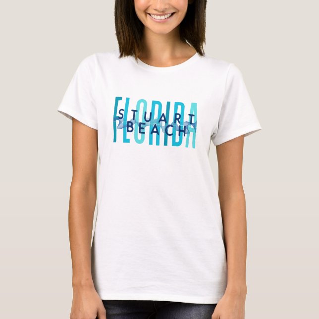 Camiseta Stuart Beach Florida (Olas oceánicas) (Anverso)