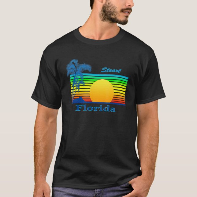Camiseta Stuart Florida Retro Tropical Beach Sunset (Anverso)