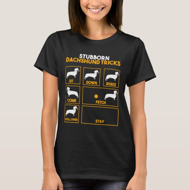 Camiseta Stubbon Dachshund Tricks (Anverso)