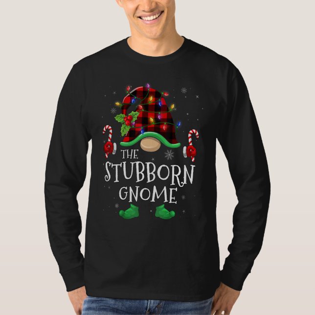 Camiseta Stubborn Gnome Buffalo Plaid Matching Family Chris (Anverso)