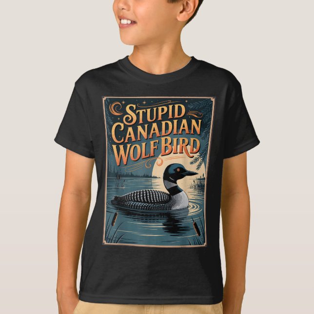 Camiseta Stud Canadian Wolf Bird Funny Loon Humor  (Anverso)