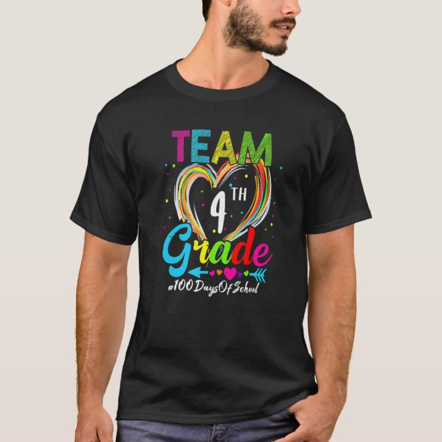 Camiseta Student 100th Day Team 4th Grade Squad 100 Days Of (Anverso)