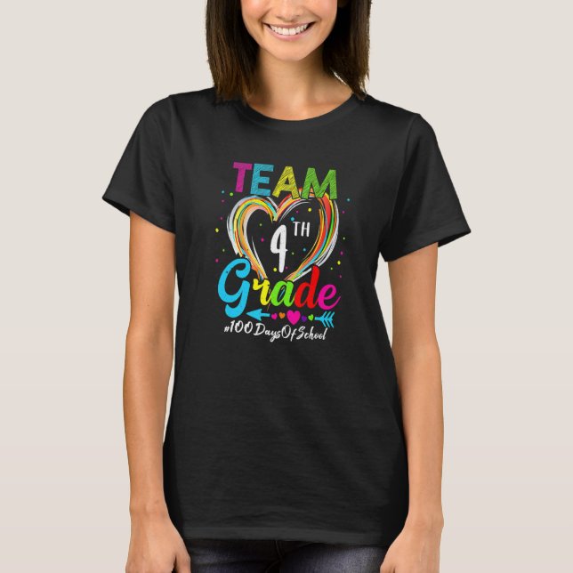 Camiseta Student 100th Day Team 4th Grade Squad 100 Days Of (Anverso)