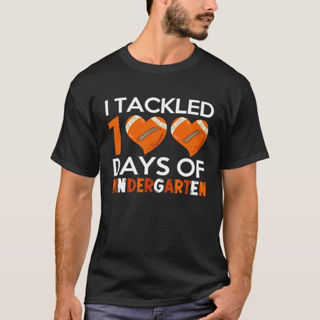 Camiseta Student Football Fan I Tackled 100 Days Of Kinderg (Anverso)
