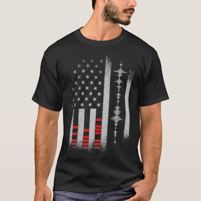 Camiseta Studio Audio Engineer USA Flag Sound Guy Tech (Anverso)