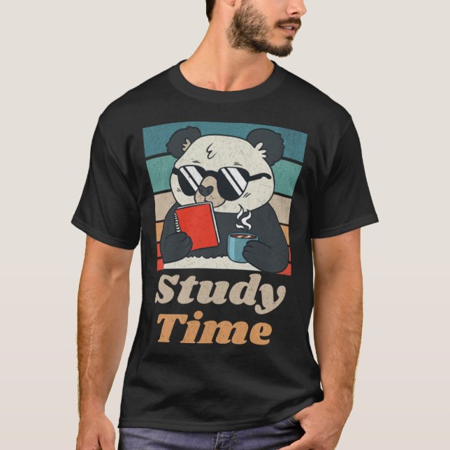 Camiseta Study Time Panda Bear Cute  Retro Animal Student (Anverso)
