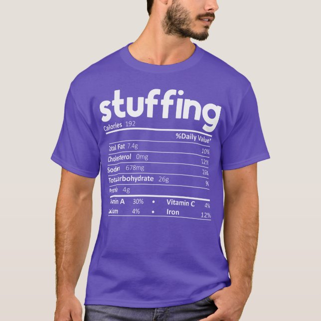 Camiseta Stuffing Food Nutrition Facts Funnyhanksgiving vin (Anverso)