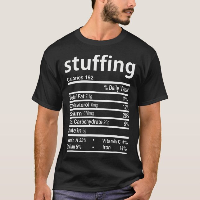 Camiseta Stuffing Nutrition Facts 2020 Día de Acción de Gra (Anverso)