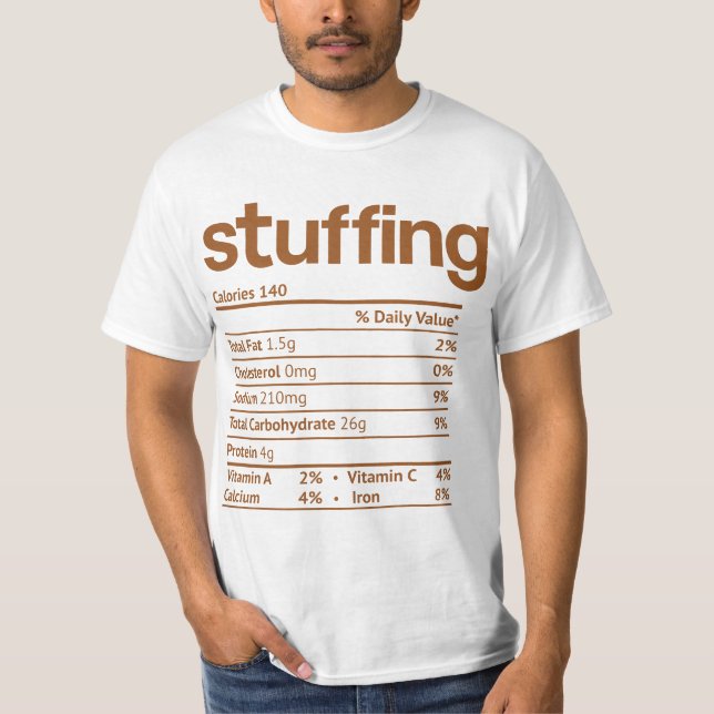 Camiseta Stuffing Nutrition Facts Funny Thanksgiving Christ (Anverso)