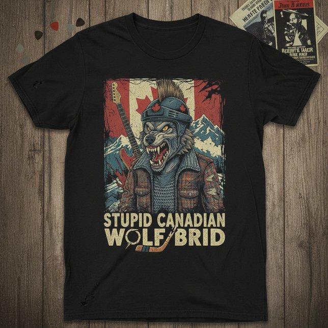 Camiseta Stupid Canadian Wolf Bird funny hockey humor shirt (Subido por el creador)