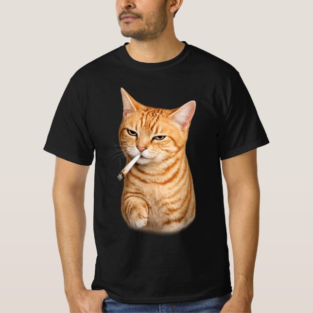 Camiseta Stupid Cool Funny Cat Meme Smoking Cat cigarette  (Anverso)