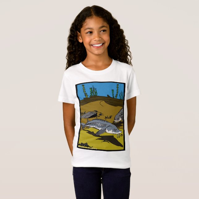 Camiseta STURGEON COLORING PAGE & SCUTES - girls t-shirt (Anverso completo)