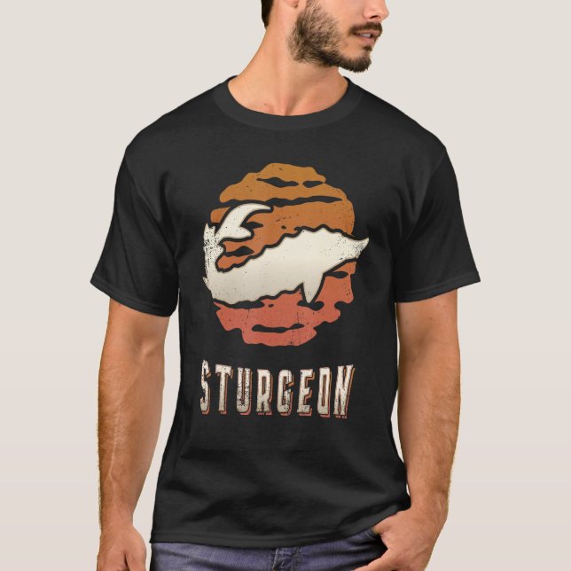 Camiseta Sturgeon Vintage Retro Classic Animal Sunset (Anverso)