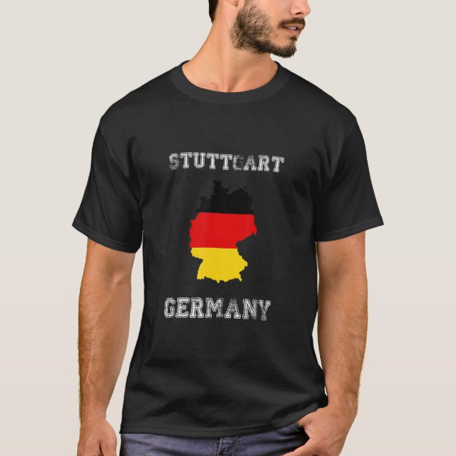Camiseta Stuttgart Alemania Vintage Alemania Diseño de Mapa (Anverso)
