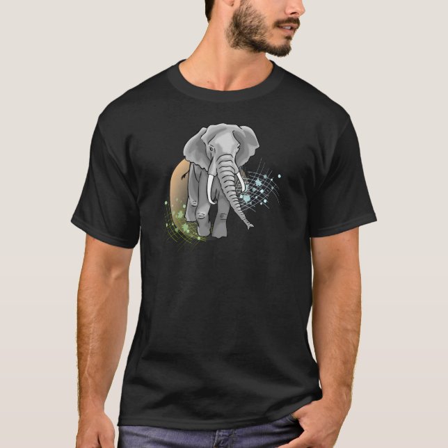 Camiseta Stylisé de Éléphant sur coucher de soleil (Anverso)