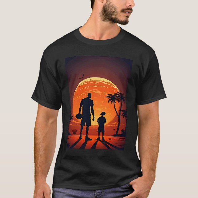Camiseta Stylish Basketball Enthusiasts Father and Son Play (Anverso)