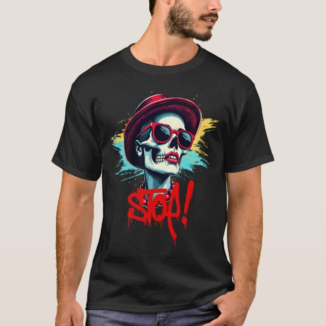 Camiseta Stylish Pop Art Skull (Anverso)